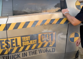 Following 'C-4' Detonation Test, YouTuber "WhistlinDiesel" Sends Cybertruck Through Second Durability Test