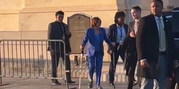 Term Limits! Pelosi Spotted Hobbling to Van with Walking Sticks (VIDEO)